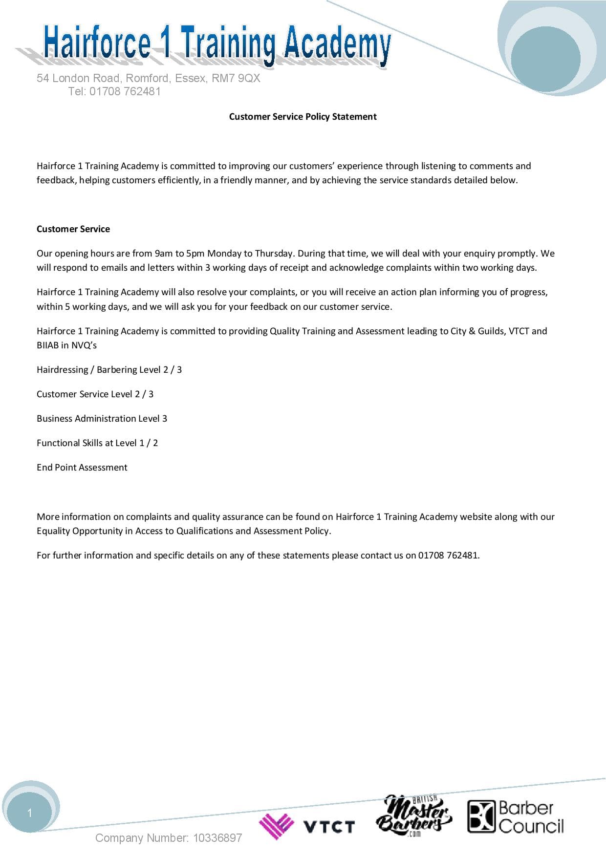 Customer Service Policy