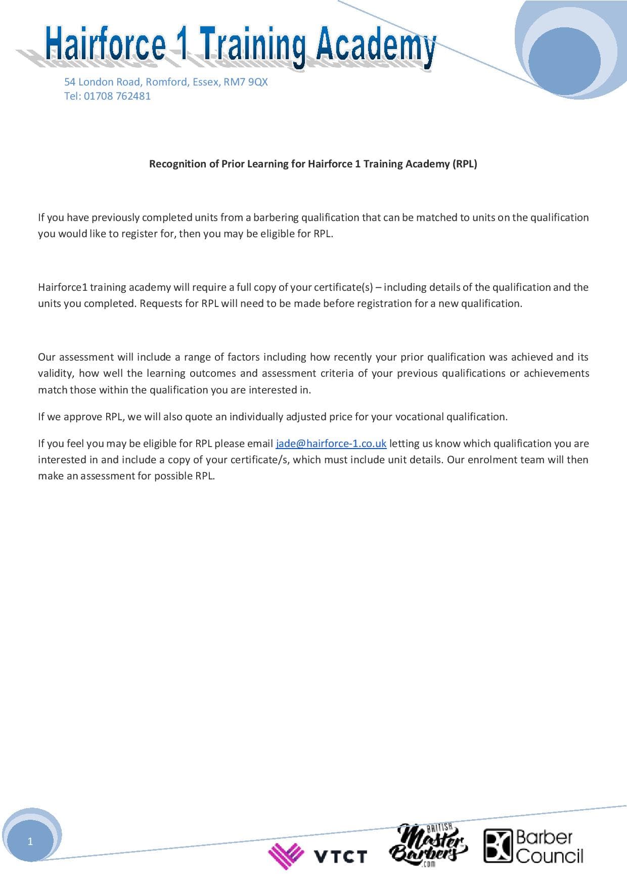 Recognition Prior Learning