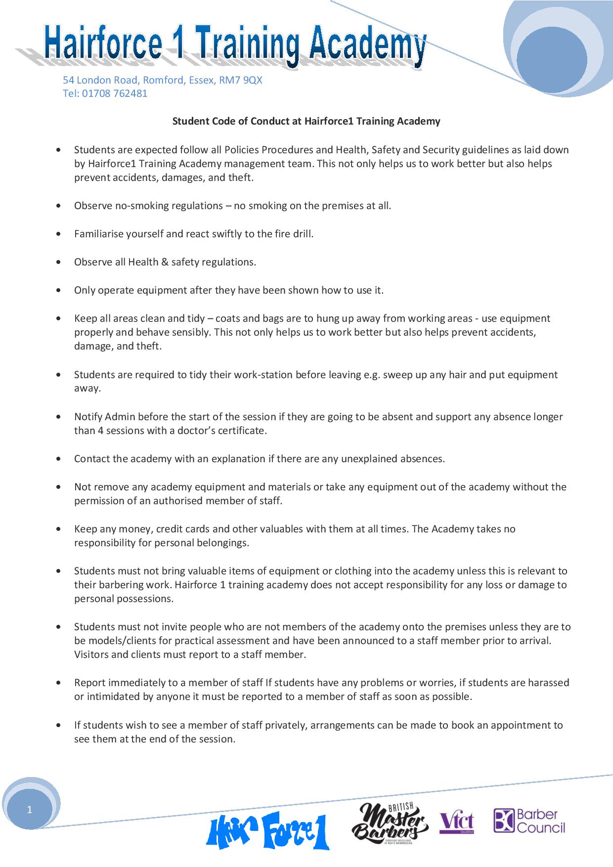 Student Code Of Conduct