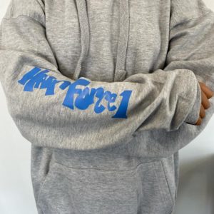 Grey Hairforce 1 hoodie with BLUE logo